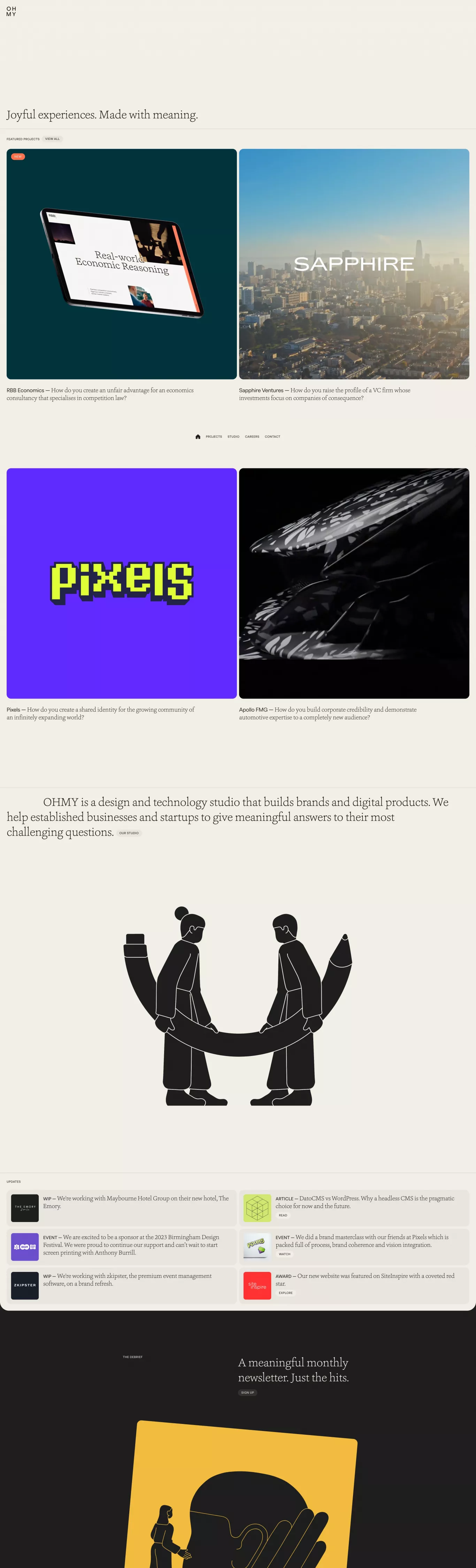 Digital-first design studio portfolio page screenshot showcasing Design and Tech design