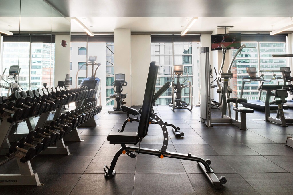 Resident fitness center  at Catalyst West Loop Chicago apartments