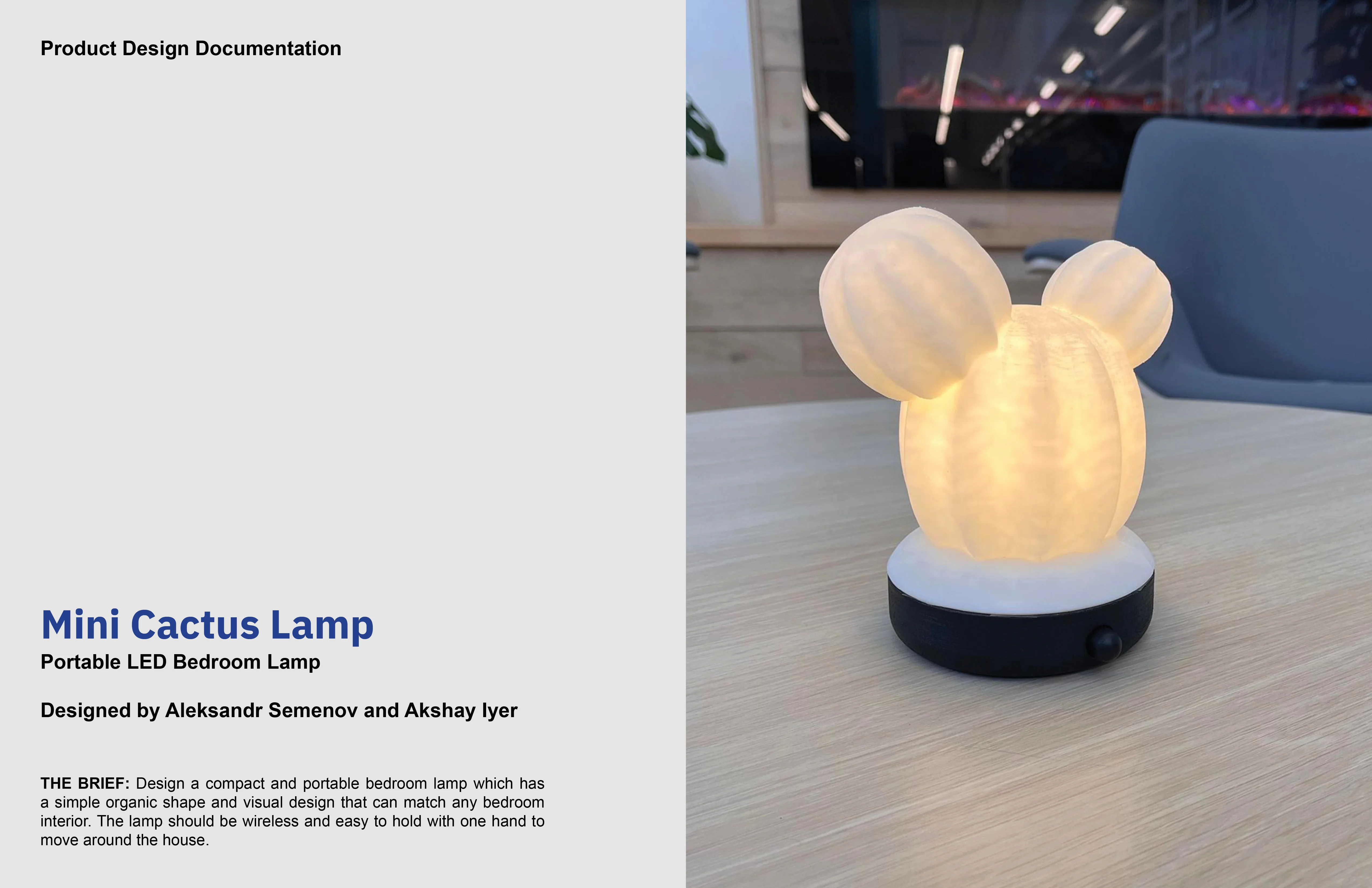 Mini Cactus Lamp, portable LED bedroom lamp cover image.