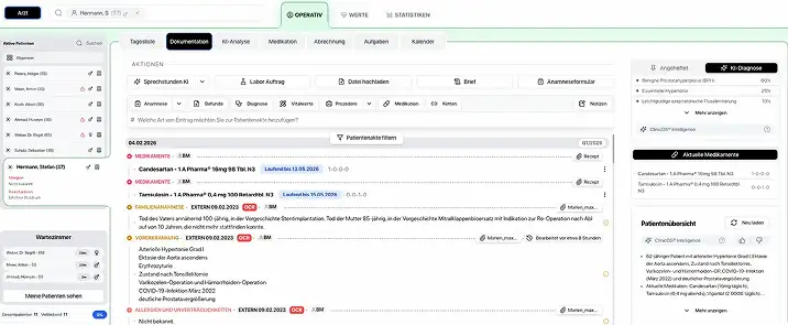 Dashboard interface with data tables