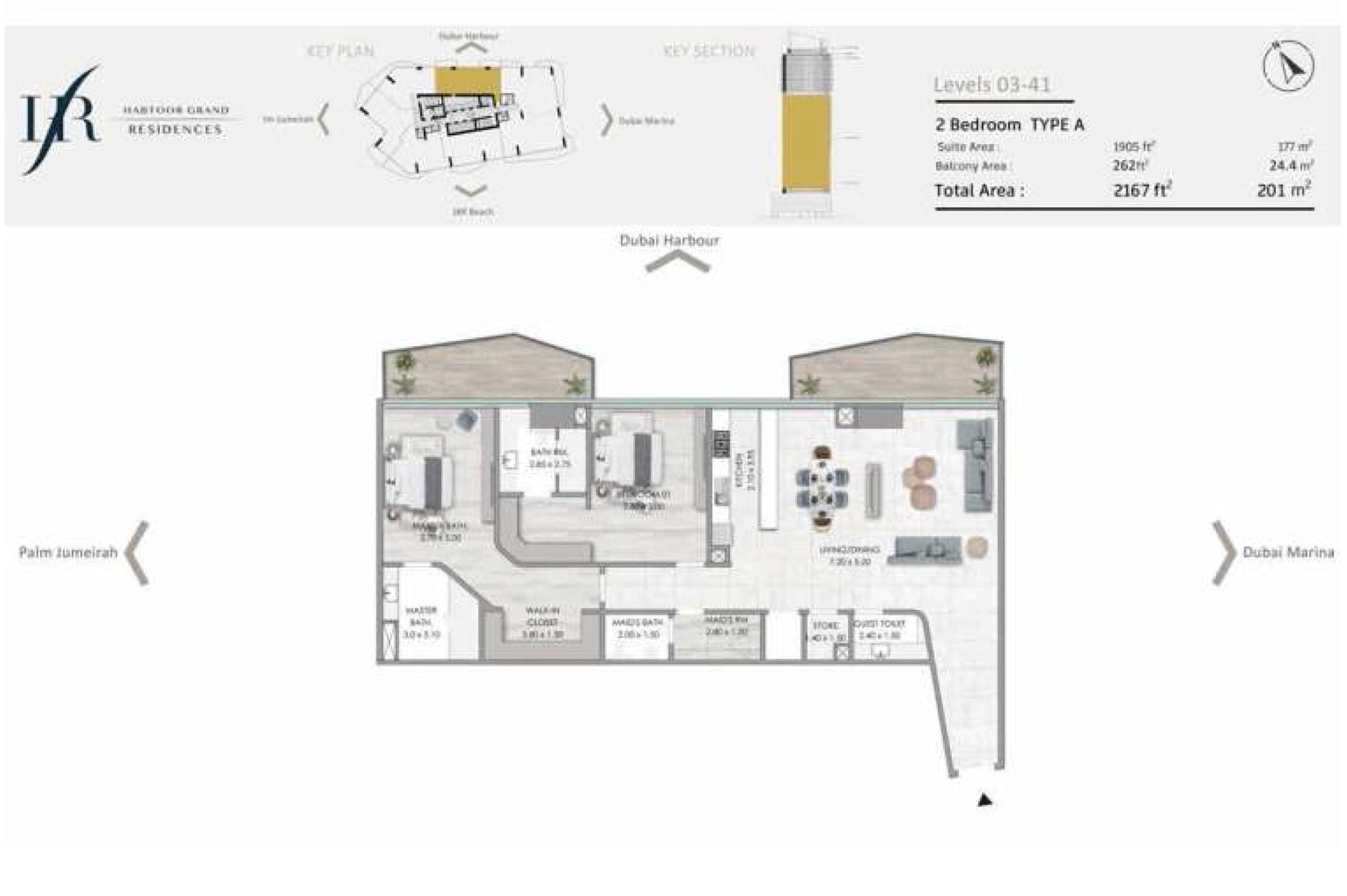 Habtoor Grand Residences at Dubai Marina 2 Bedroom