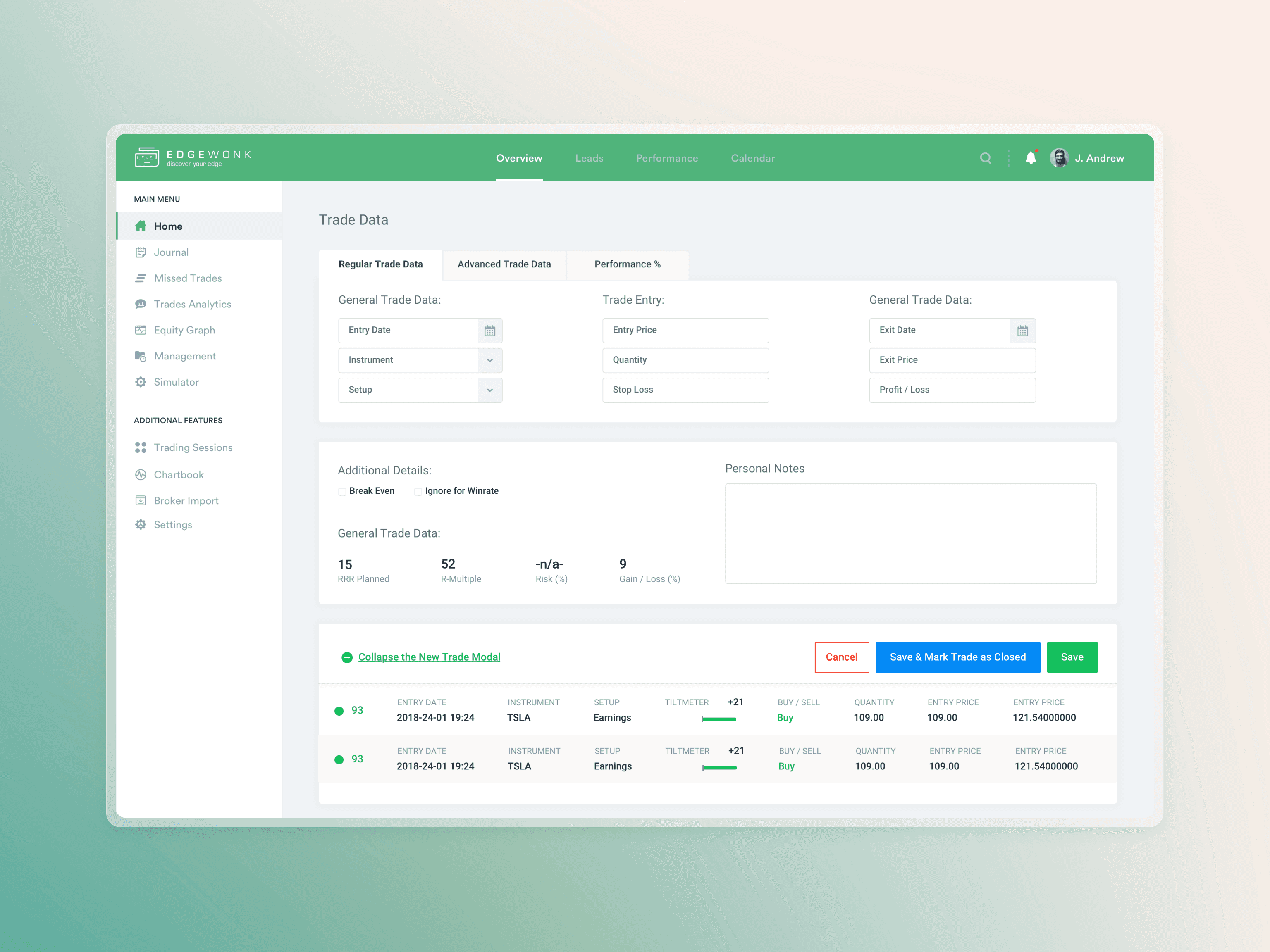 Landing page presenting dashboard of a product