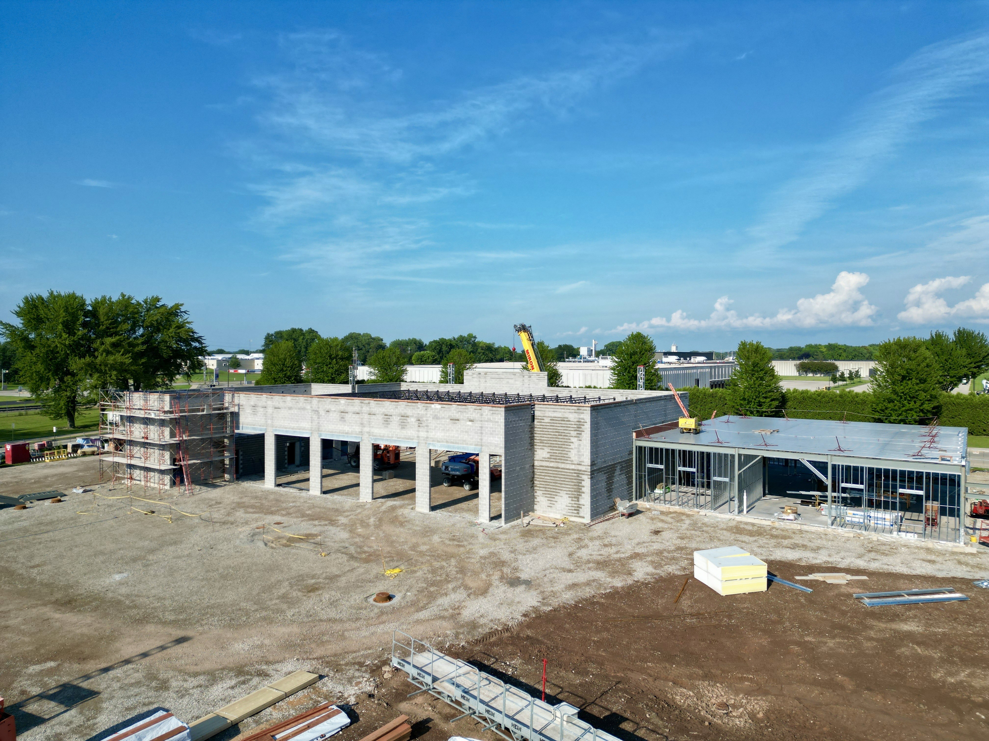 Aerial view of the Little Chute Fire Department new station construction site