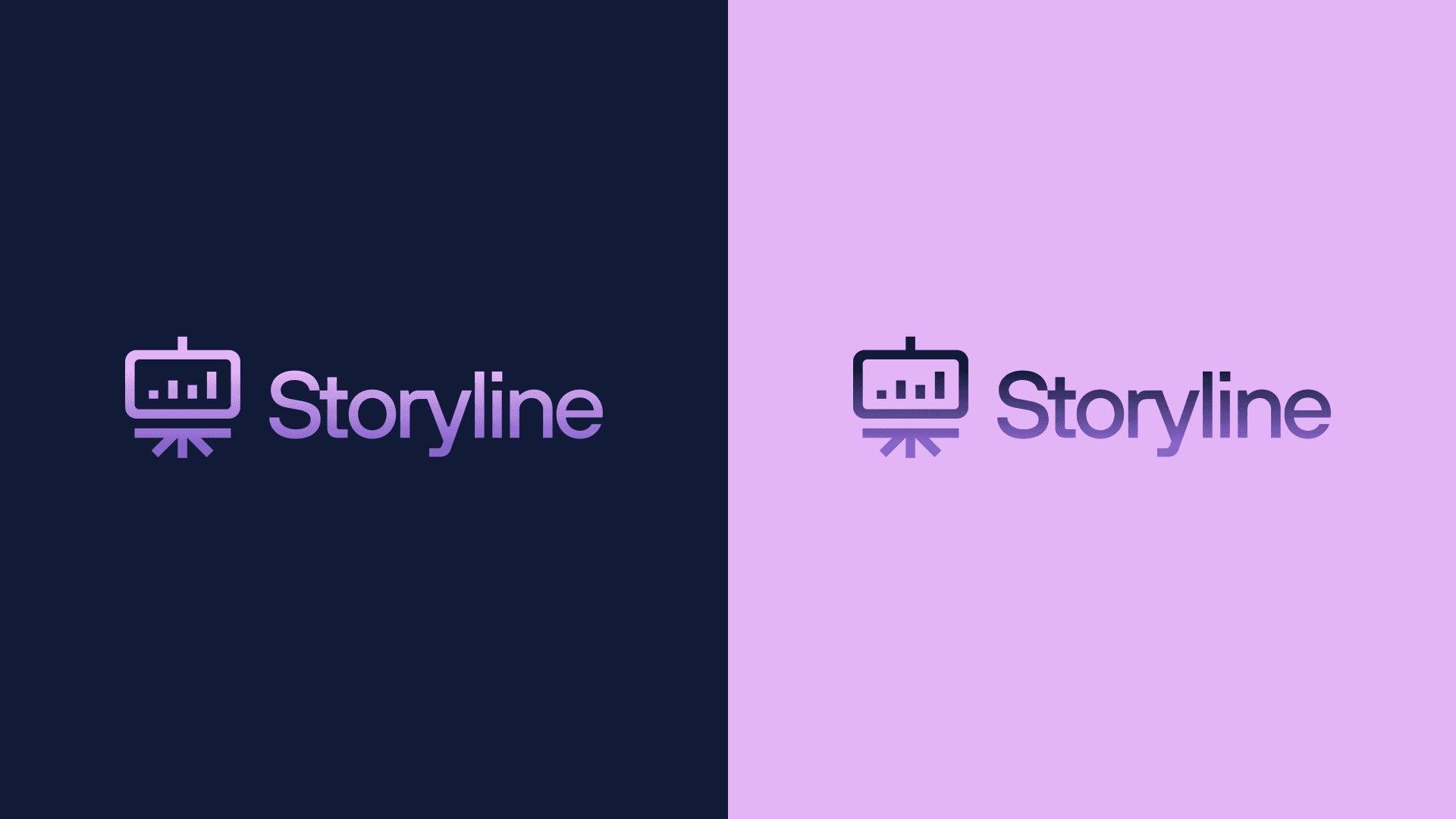 Storyline negative & positive monochrome logos.