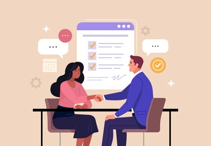 A business meeting discussing the importance of a statement of work.