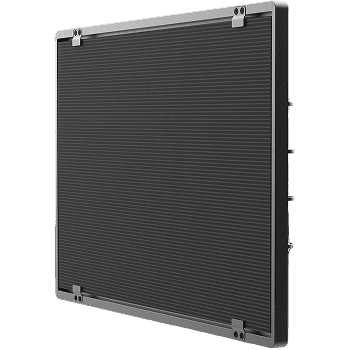 Black rectangular panel with a silver frame.
