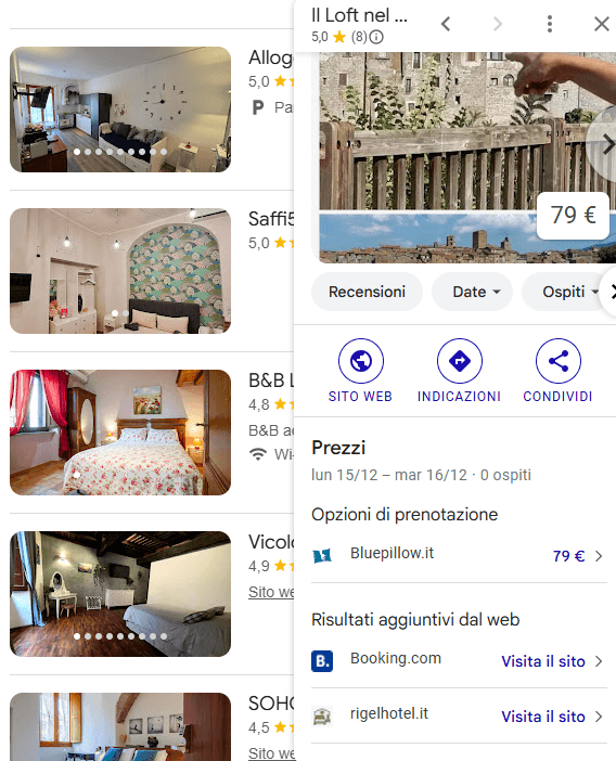 screen di ricerca su google per agriturismo Viterbo