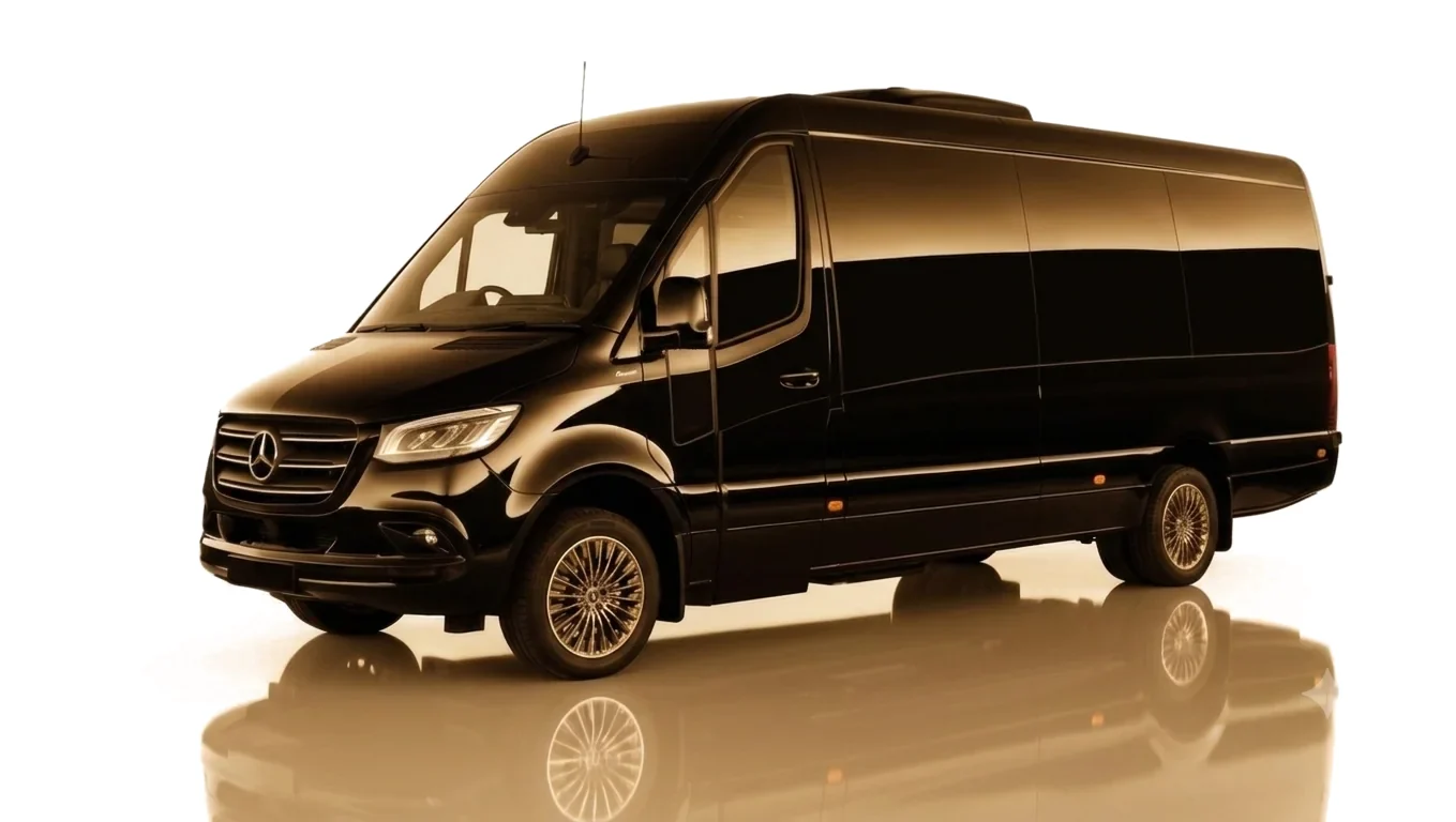 Mercedes-Benz Sprinter VIP-Minibus in Schwarz für Event- und Messeshuttles in Frankfurt