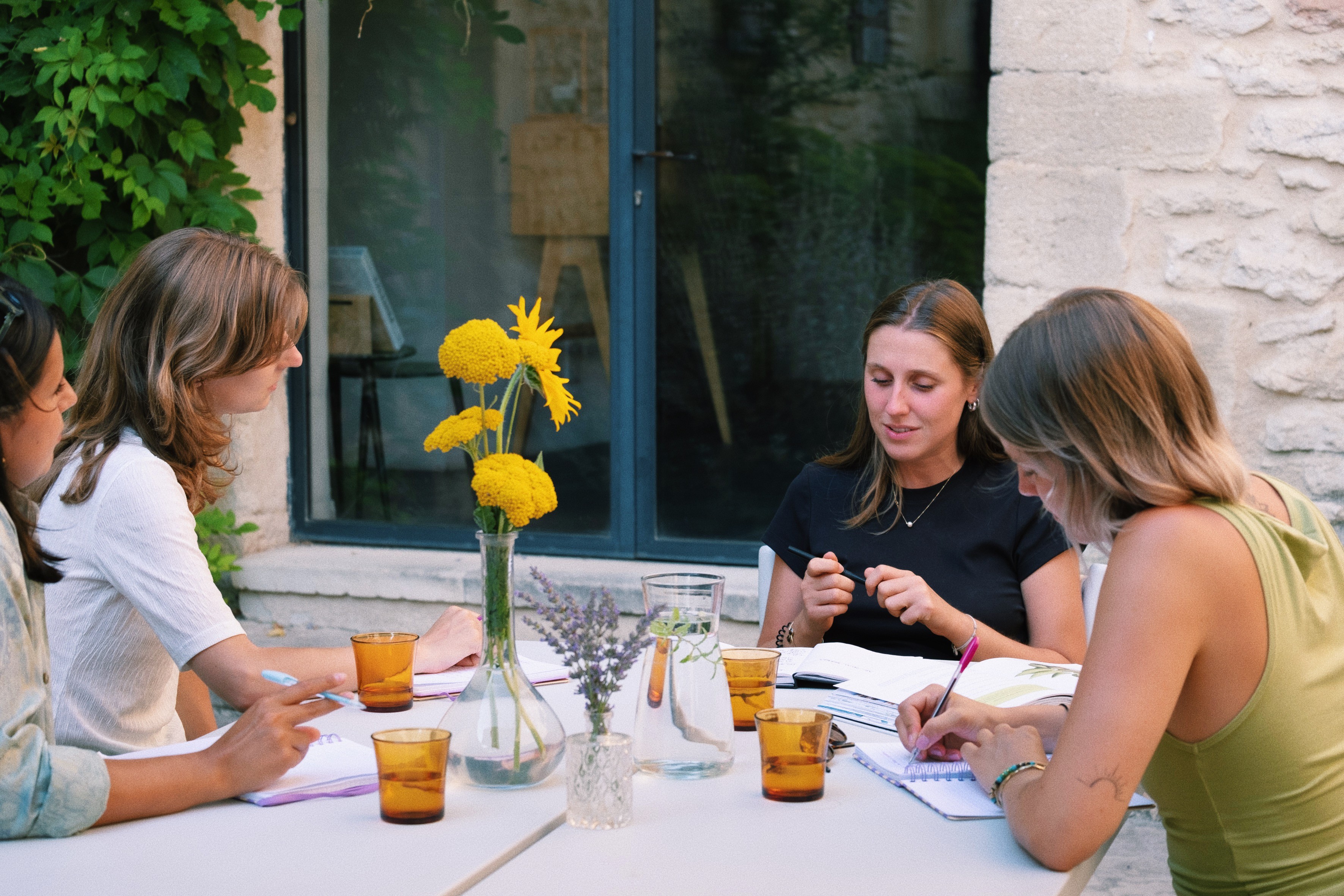 A woman focusing on her breathing