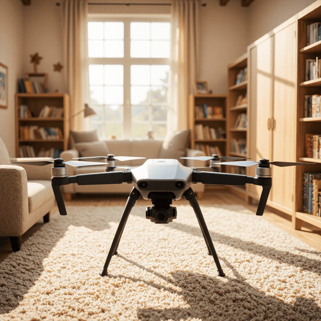 product photography of a vacuum cleaning drone