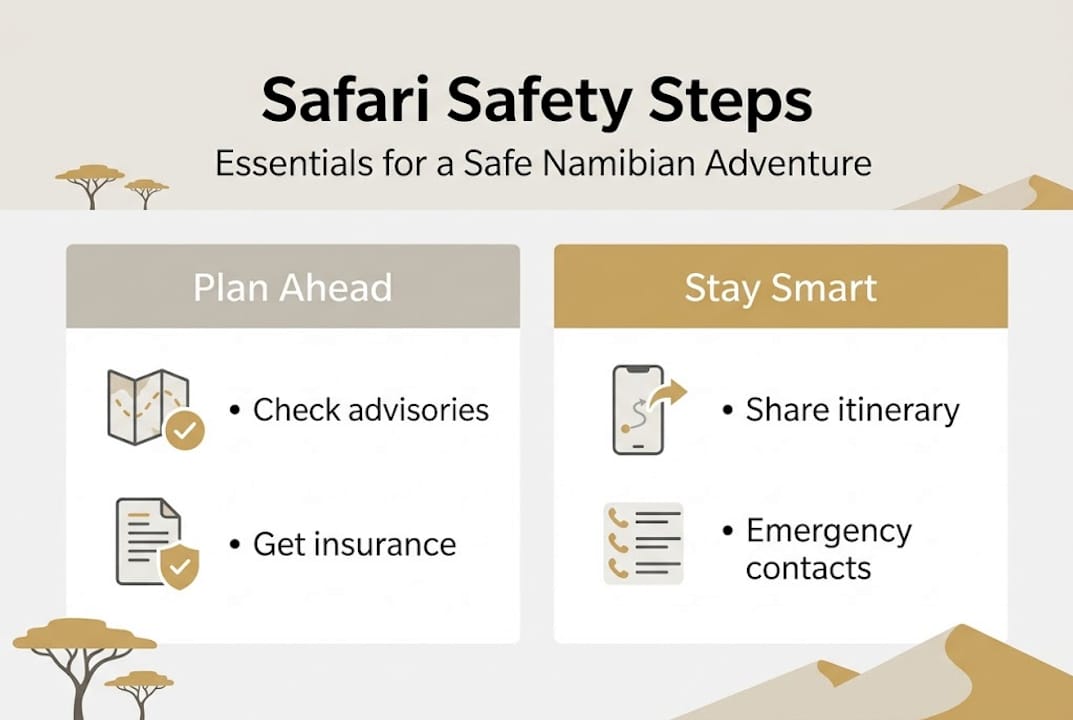 Infographic showing safari safety steps checklist