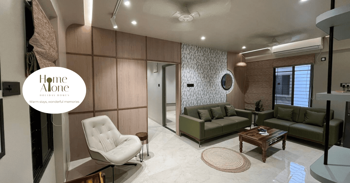 Neutral sofa with cushions and wooden coffee table
