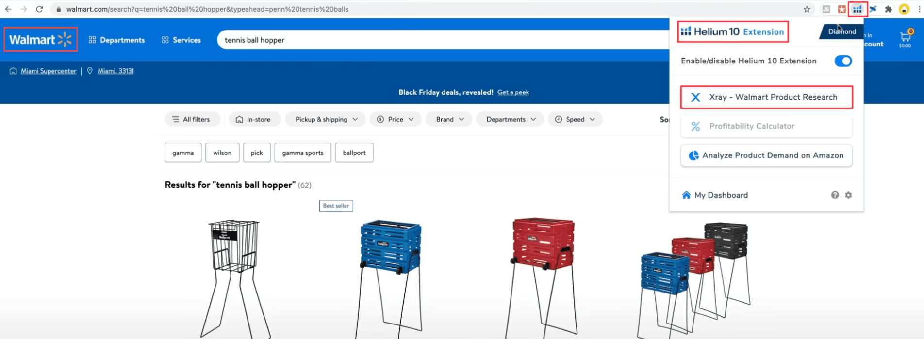 La chrome extension Helium 10 est également opérationnelle pour Walmart