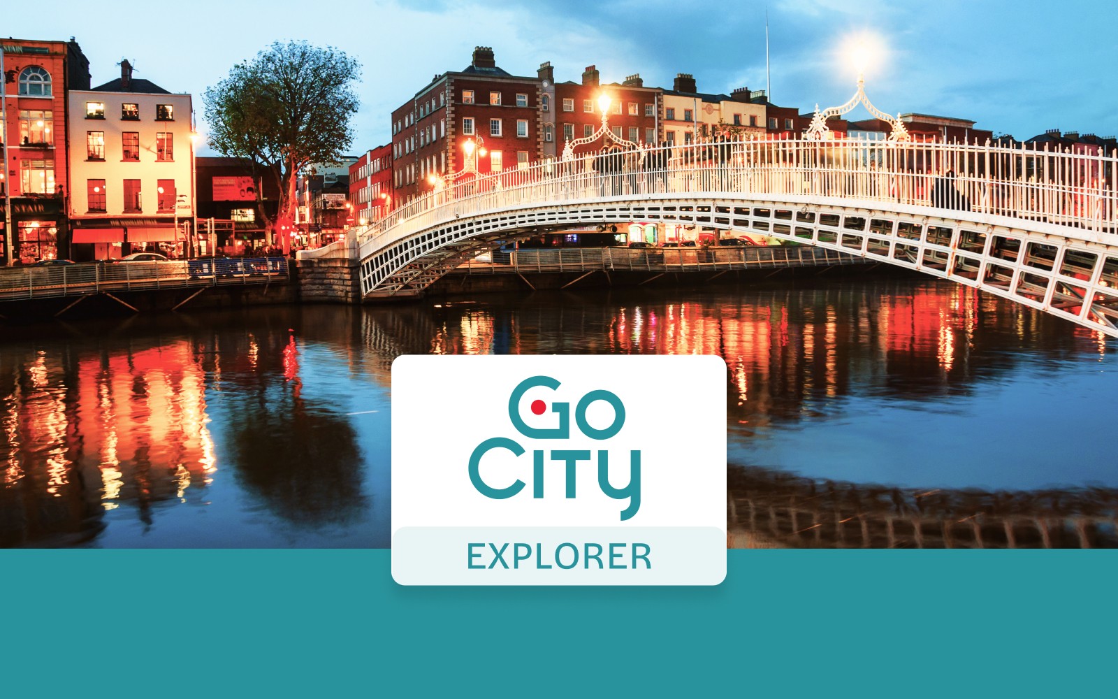 Ha'penny Bridge over River Liffey at dusk, Dublin, Ireland.