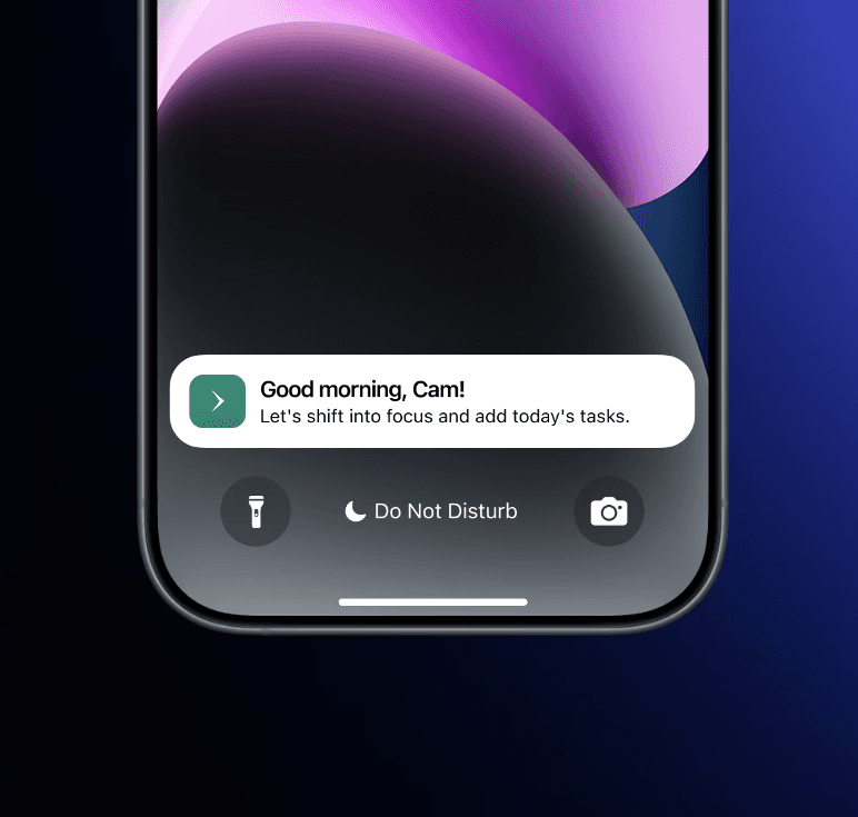 Mobile app with task screen