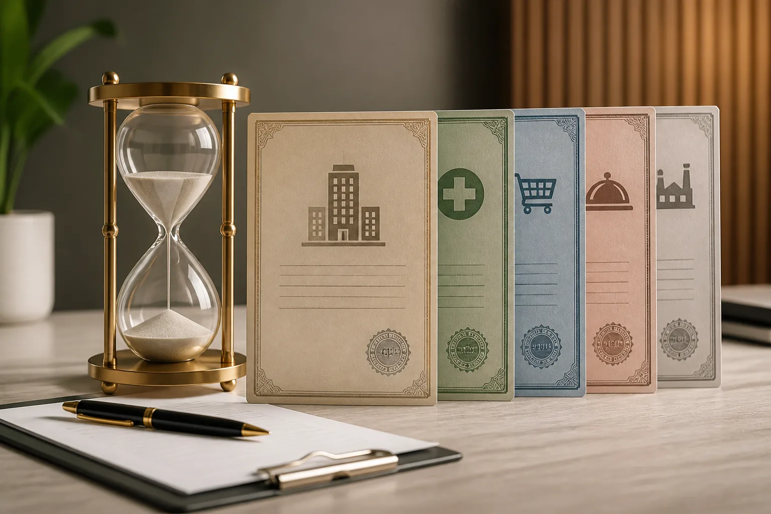 Trade License Processing Time in Dubai by License Type beside a Dubai trade license document