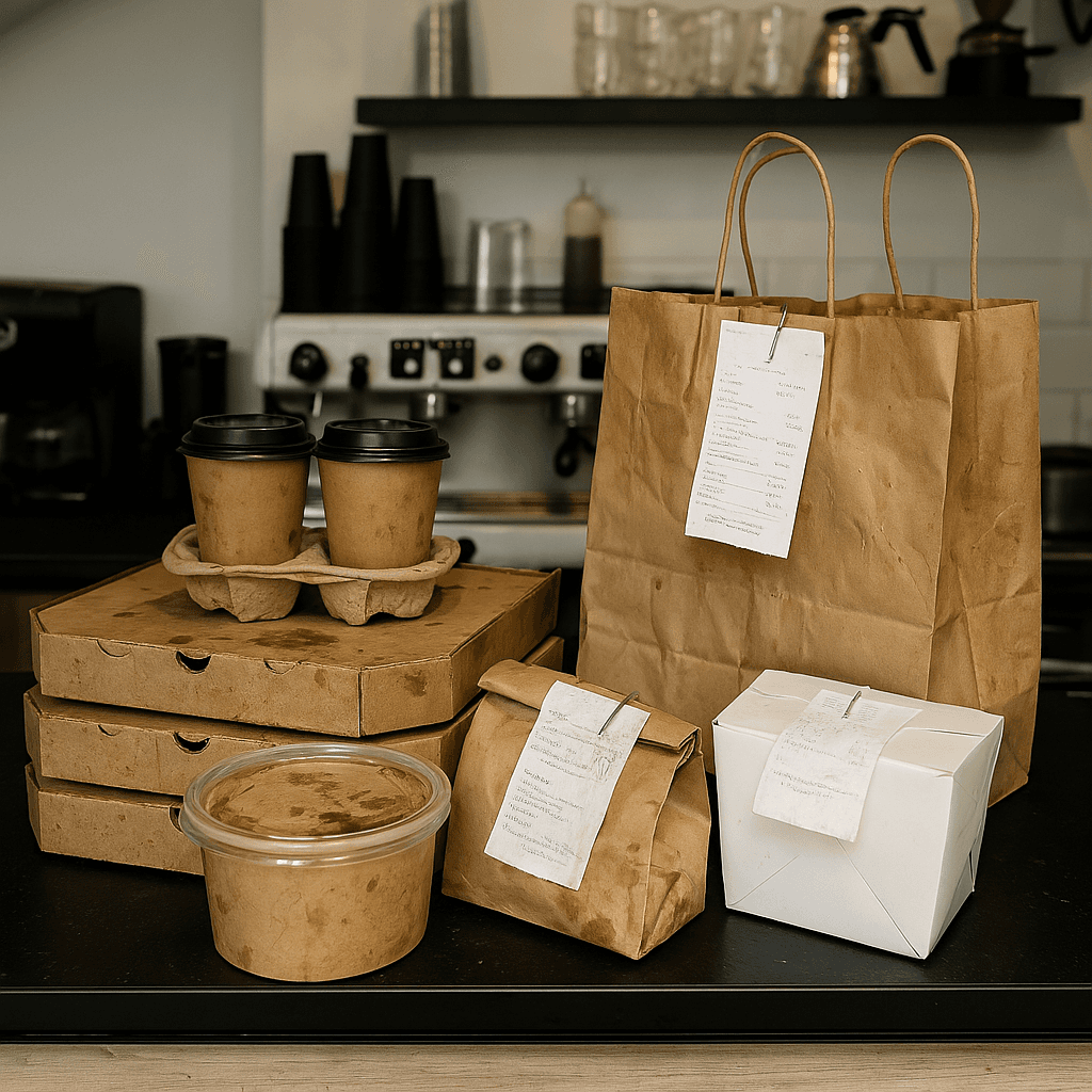 Confezioni per food delivery pronte per il ritiro, con packaging testato
