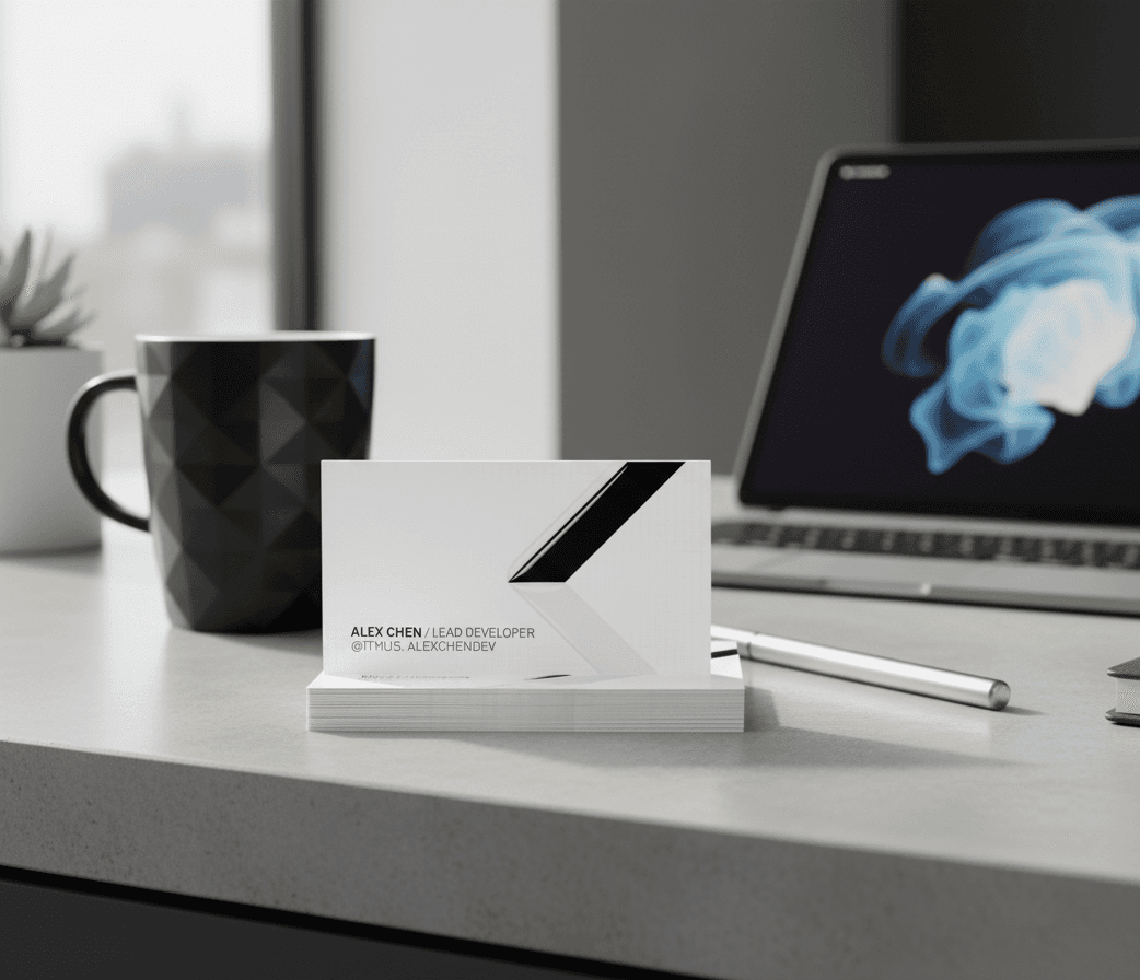 business card in an office setting