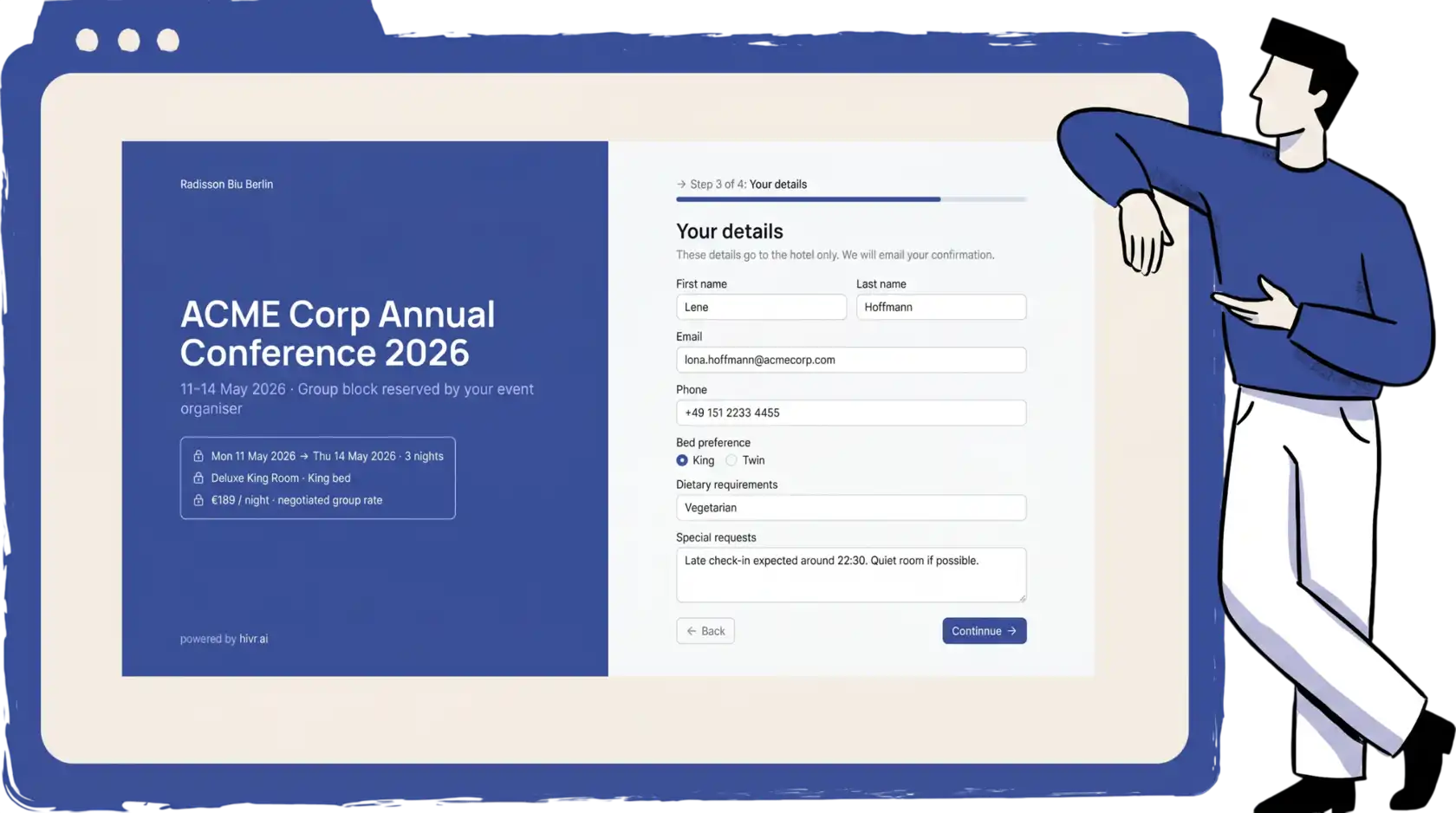Illustration of online booking engine
