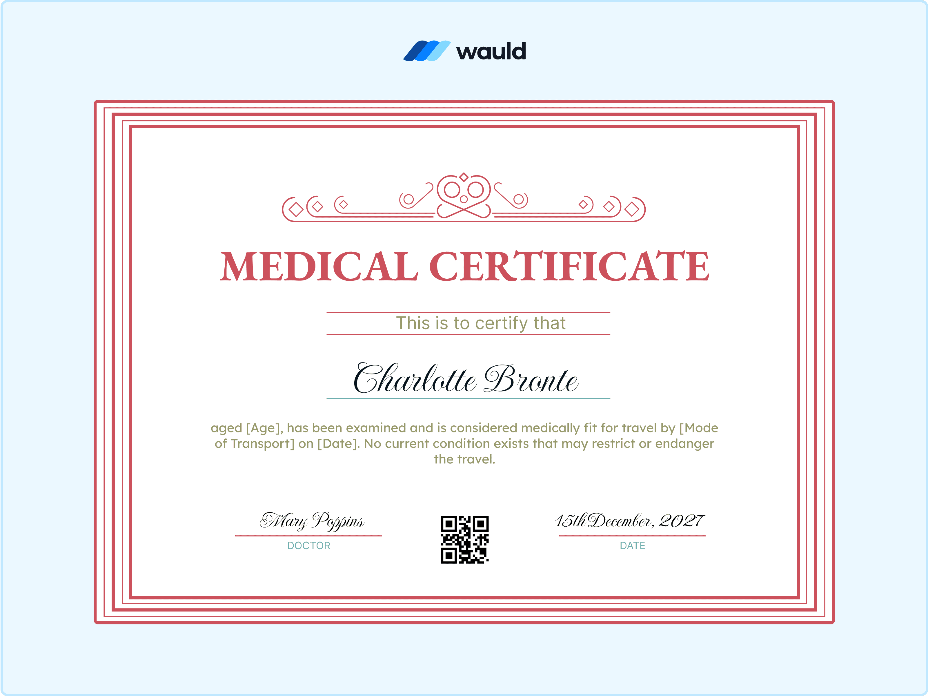 Wauld - A Premium Red Certificate Template 