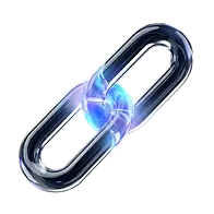 Transparent chain link with a glowing blue core