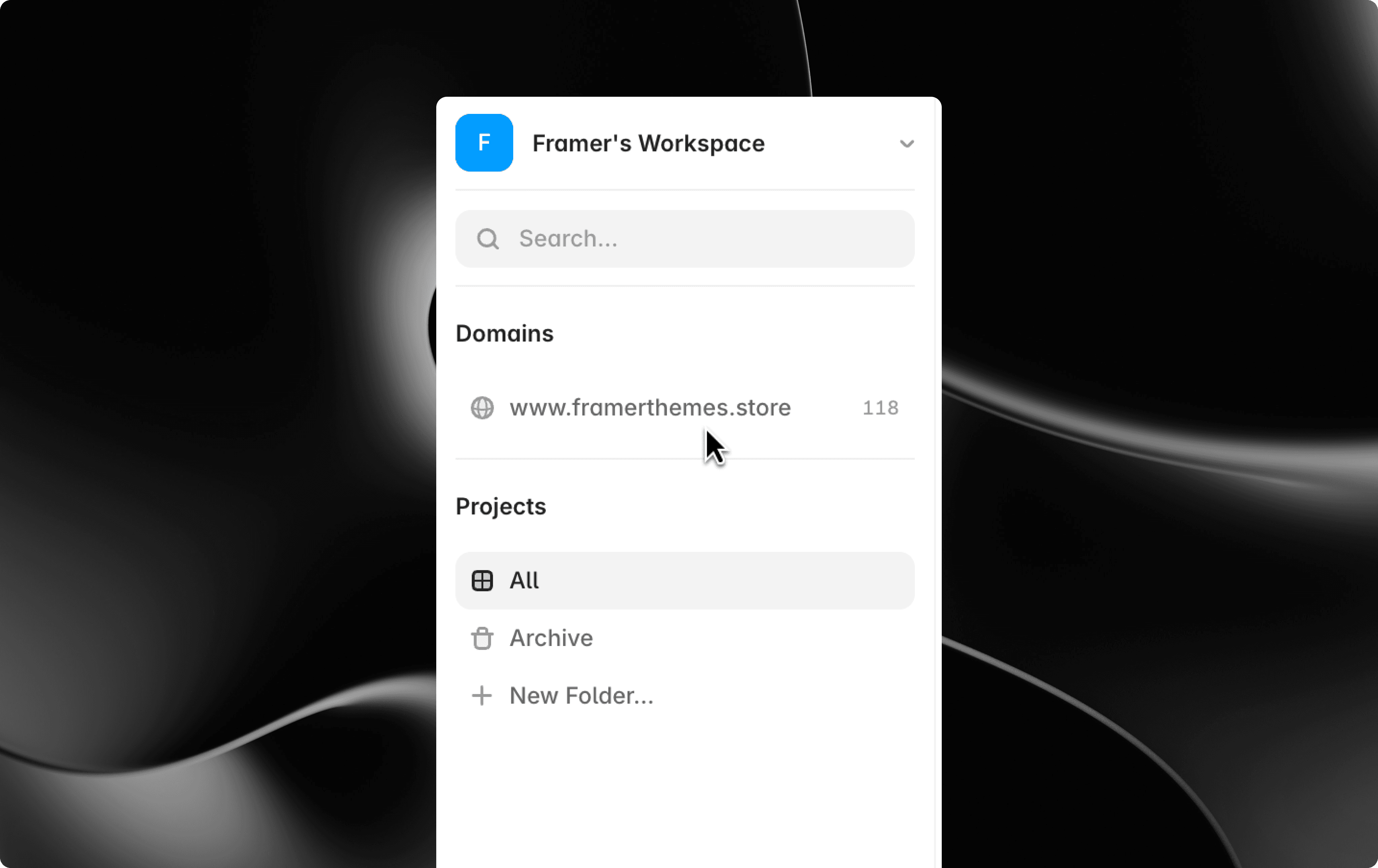 Image of Domain section in framer