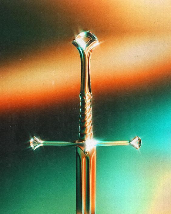 A person with long hair stands against a bright, hazy background, reaching out with one hand.