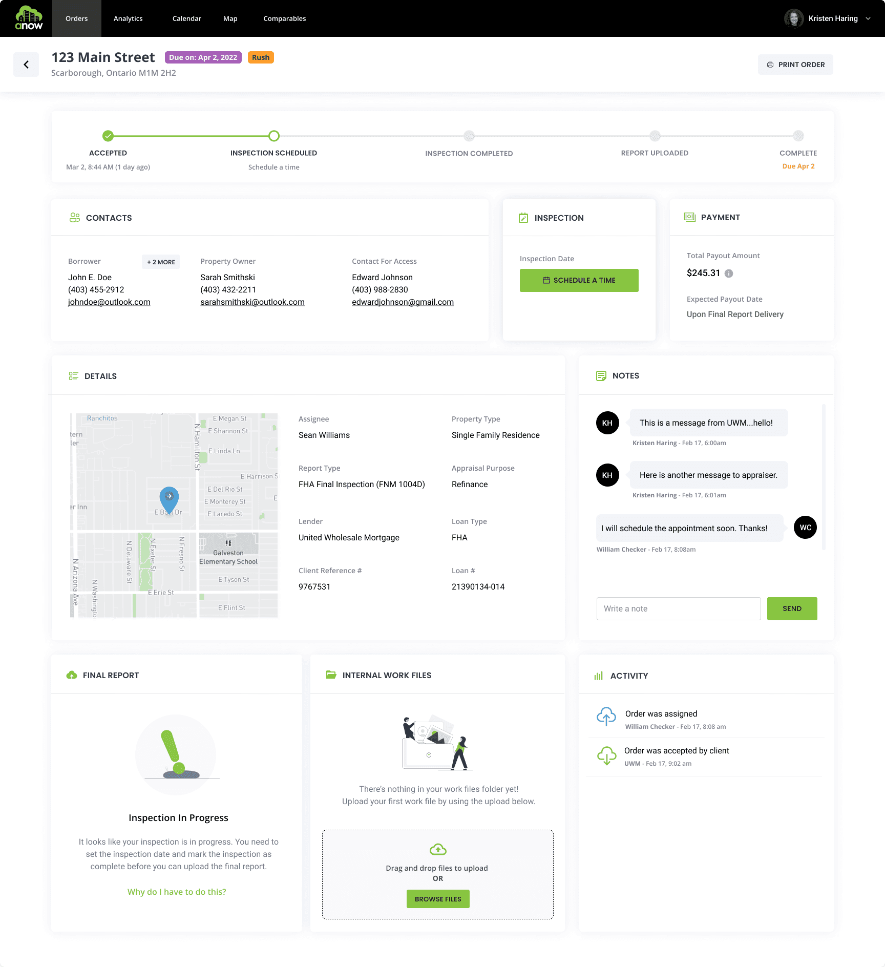 Order detail page - web