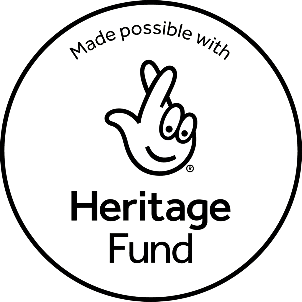 Logo of the Heritage Fund featuring a hand gesture and the text "Heritage Fund" inside a circular design.