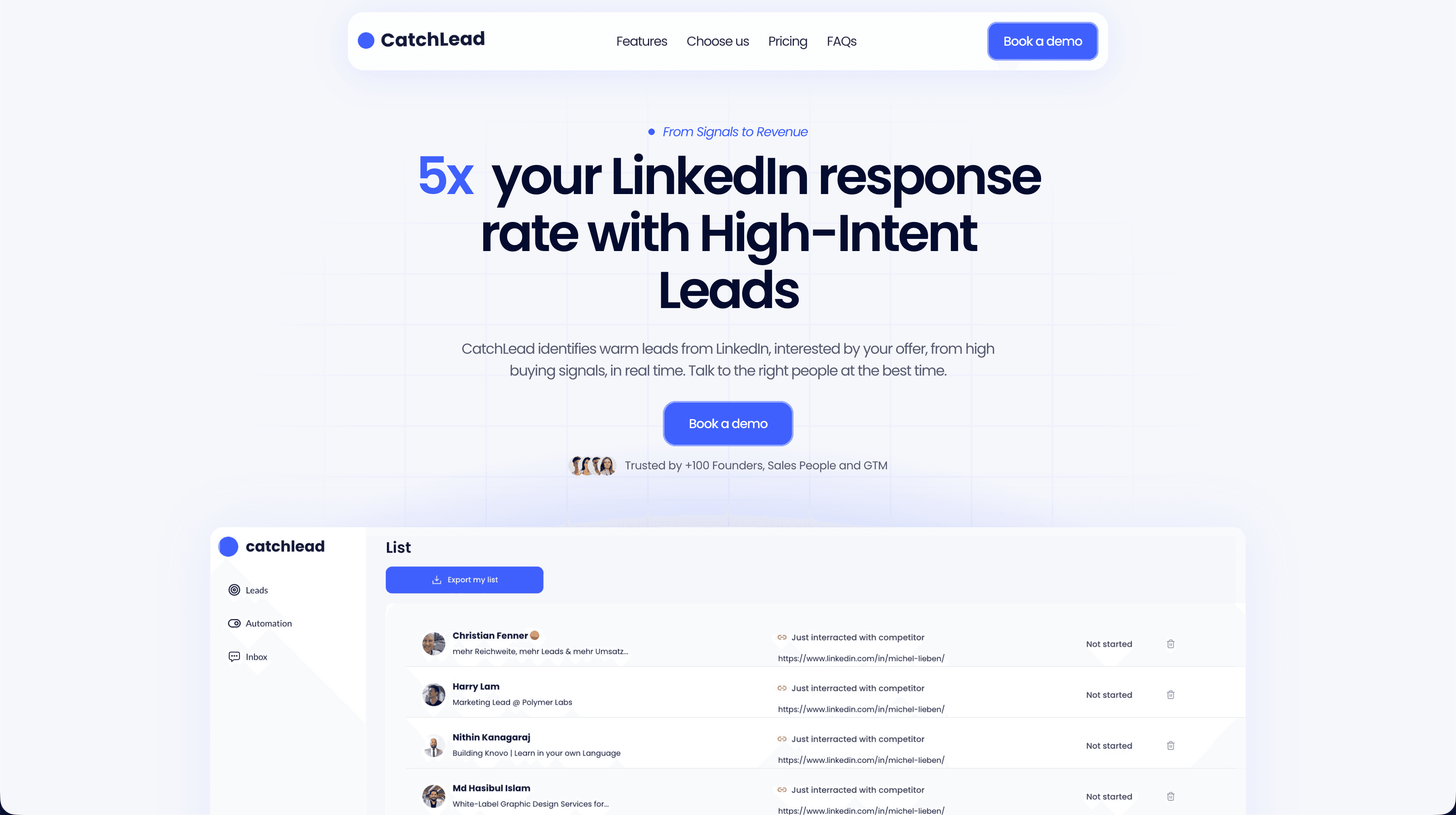 Site de CatchLead réalisé par Clickway, noté 100/100 en SEO technique