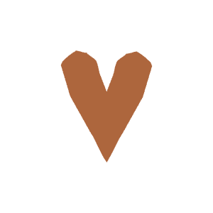An orange heart shape on a solid blue background.