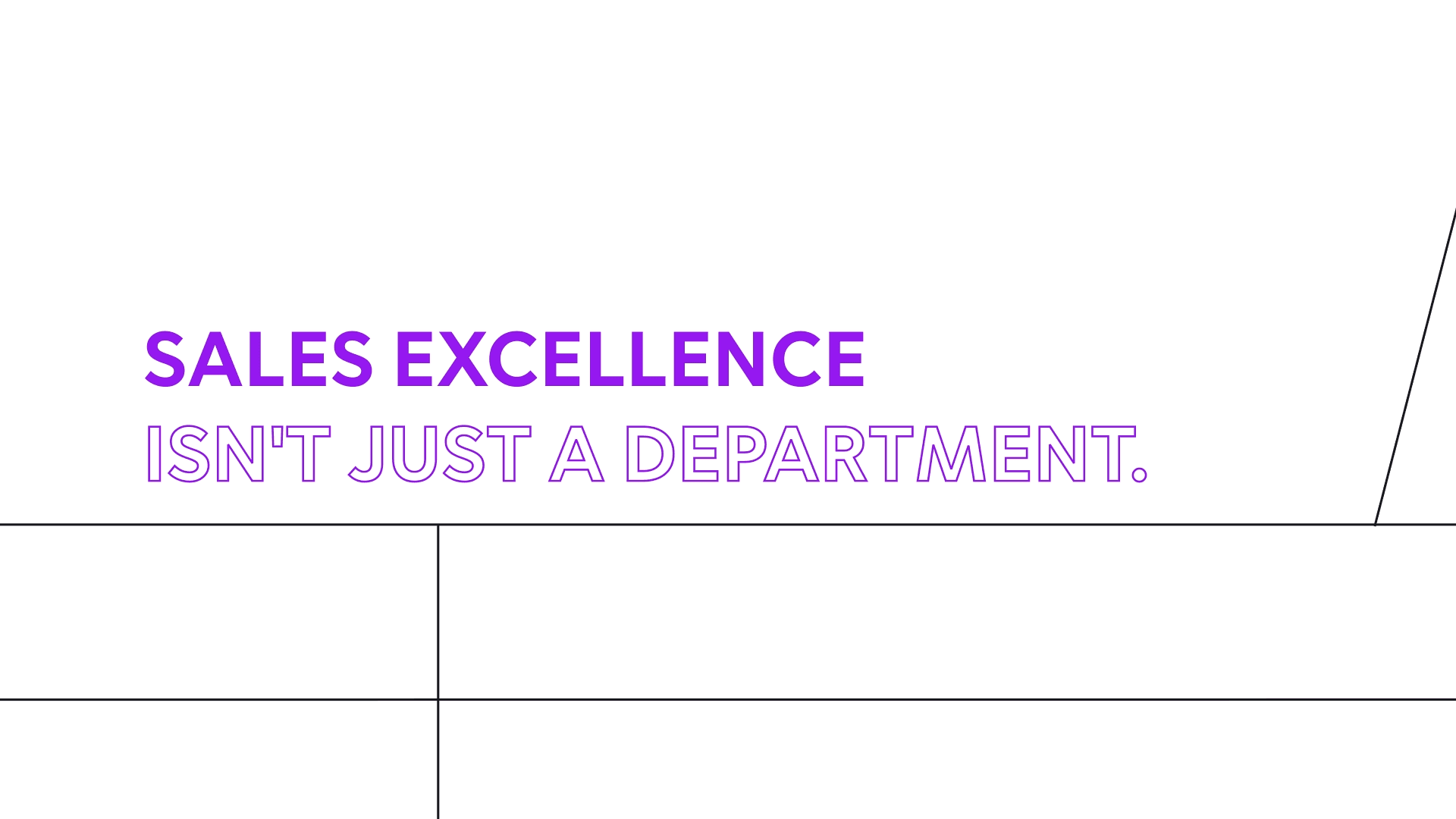 Animated typography frame emphasizing that sales excellence extends beyond a department