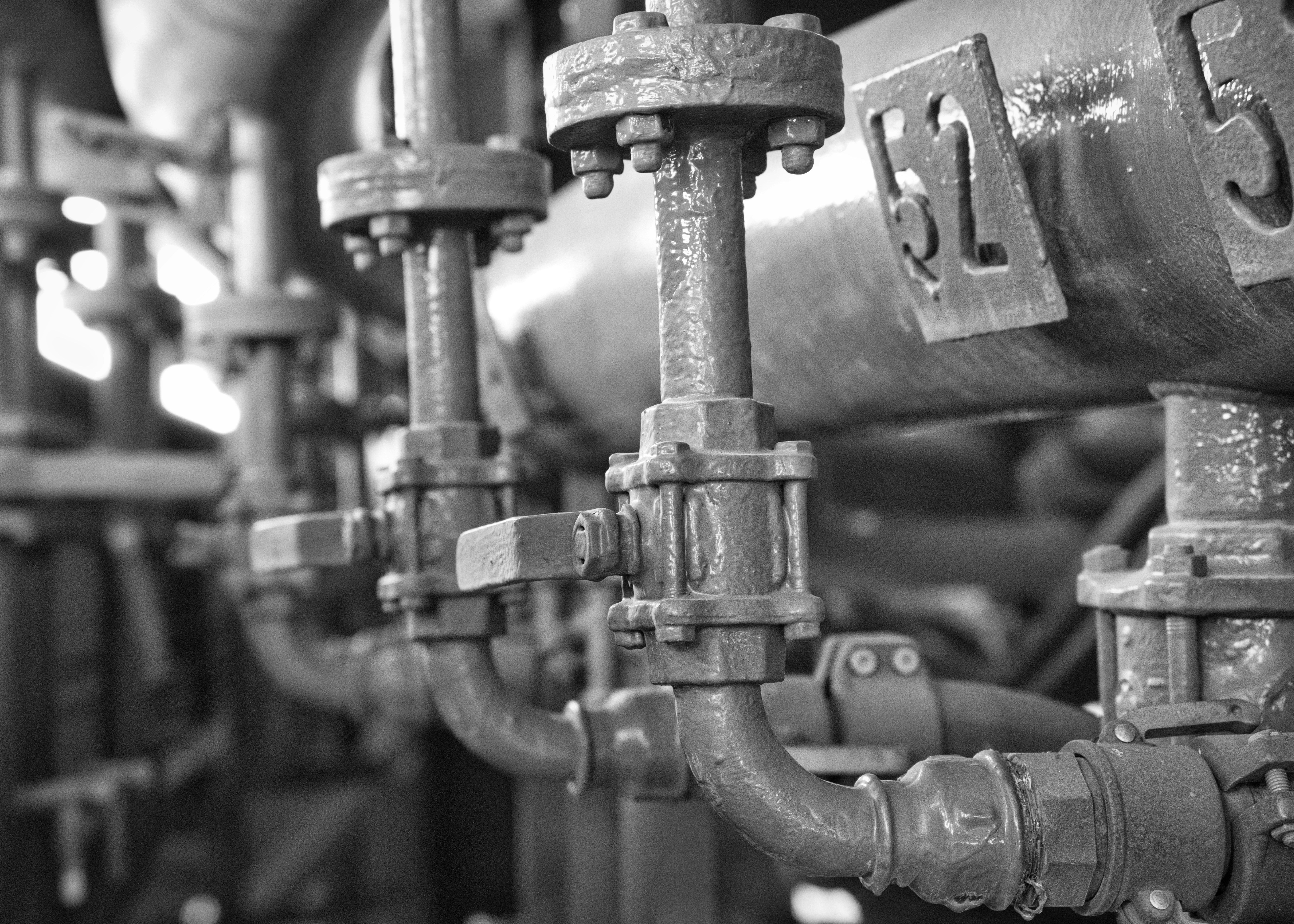 close-up of several pipes