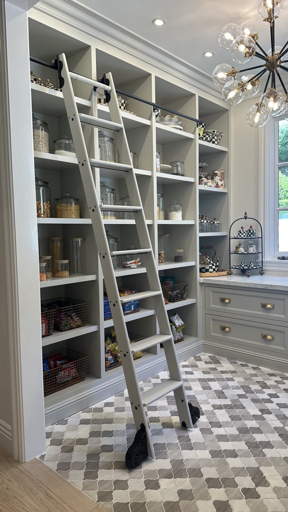 rolling ladder pantry shaker style flush inset