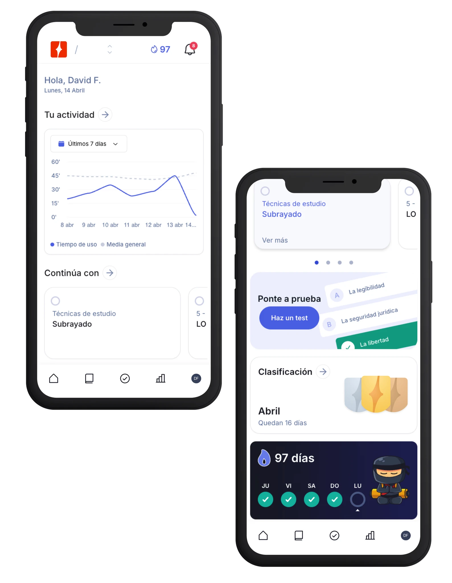 Captura de la plataforma de Formación Ninja en móvil