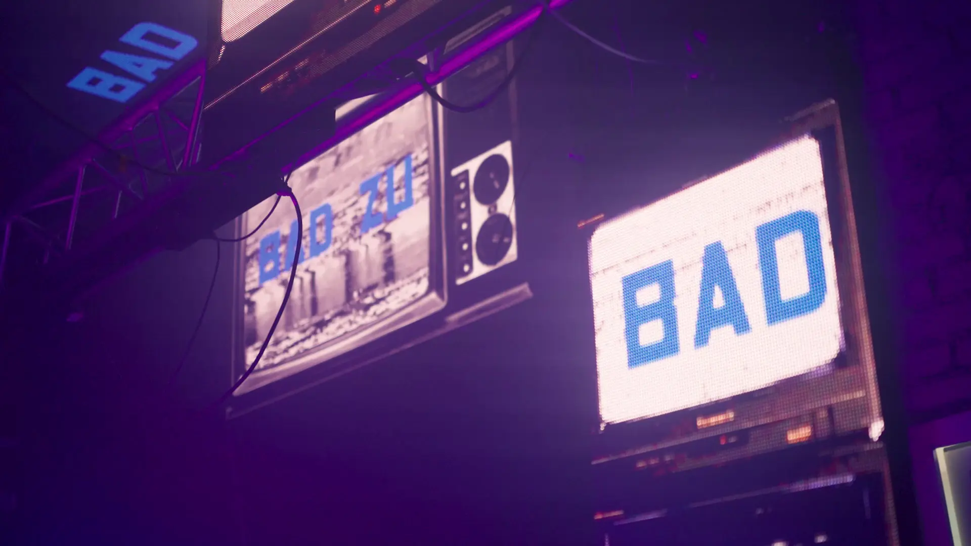 Festival screens with inscriptions