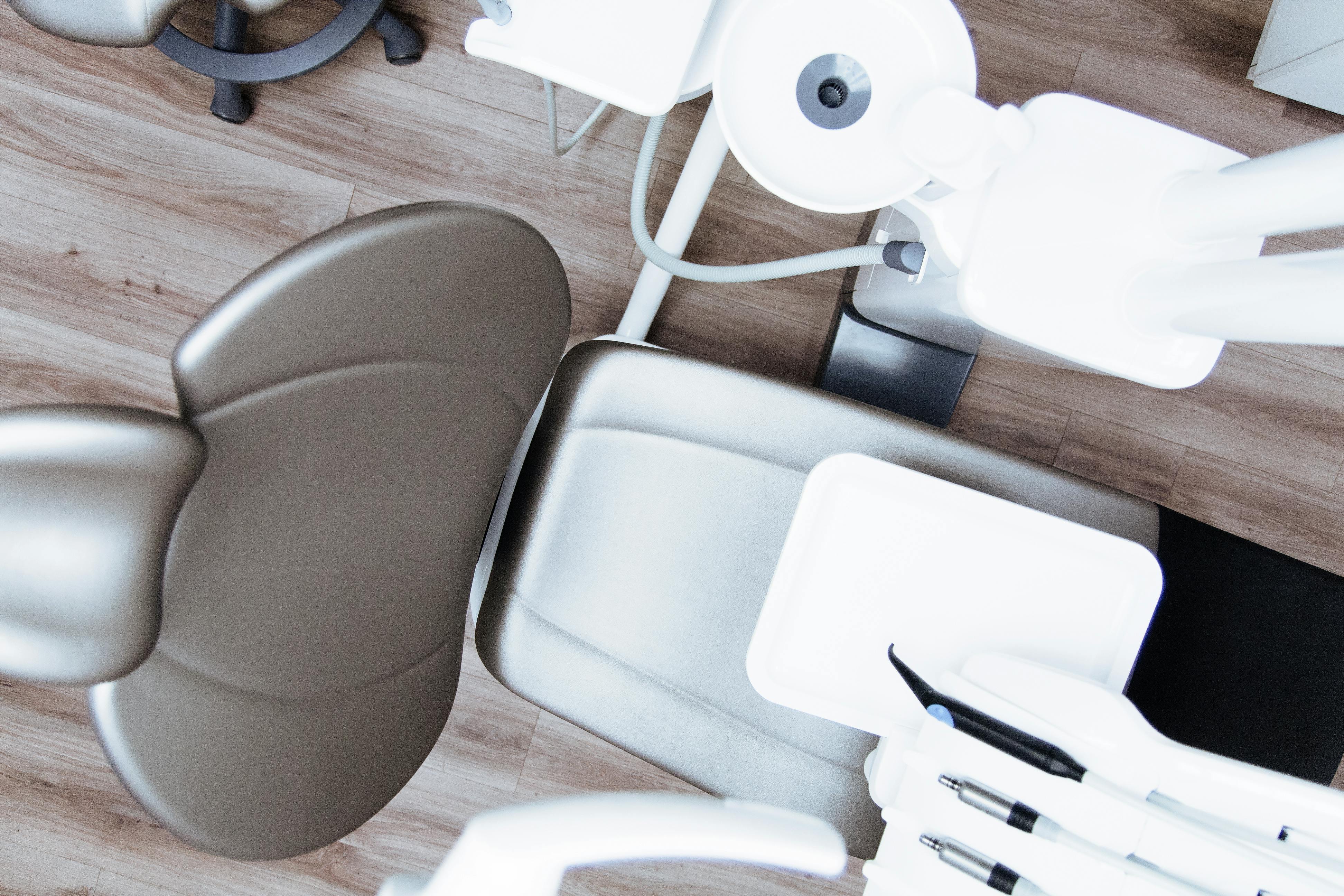 birds-eye view of dental chair and equipment