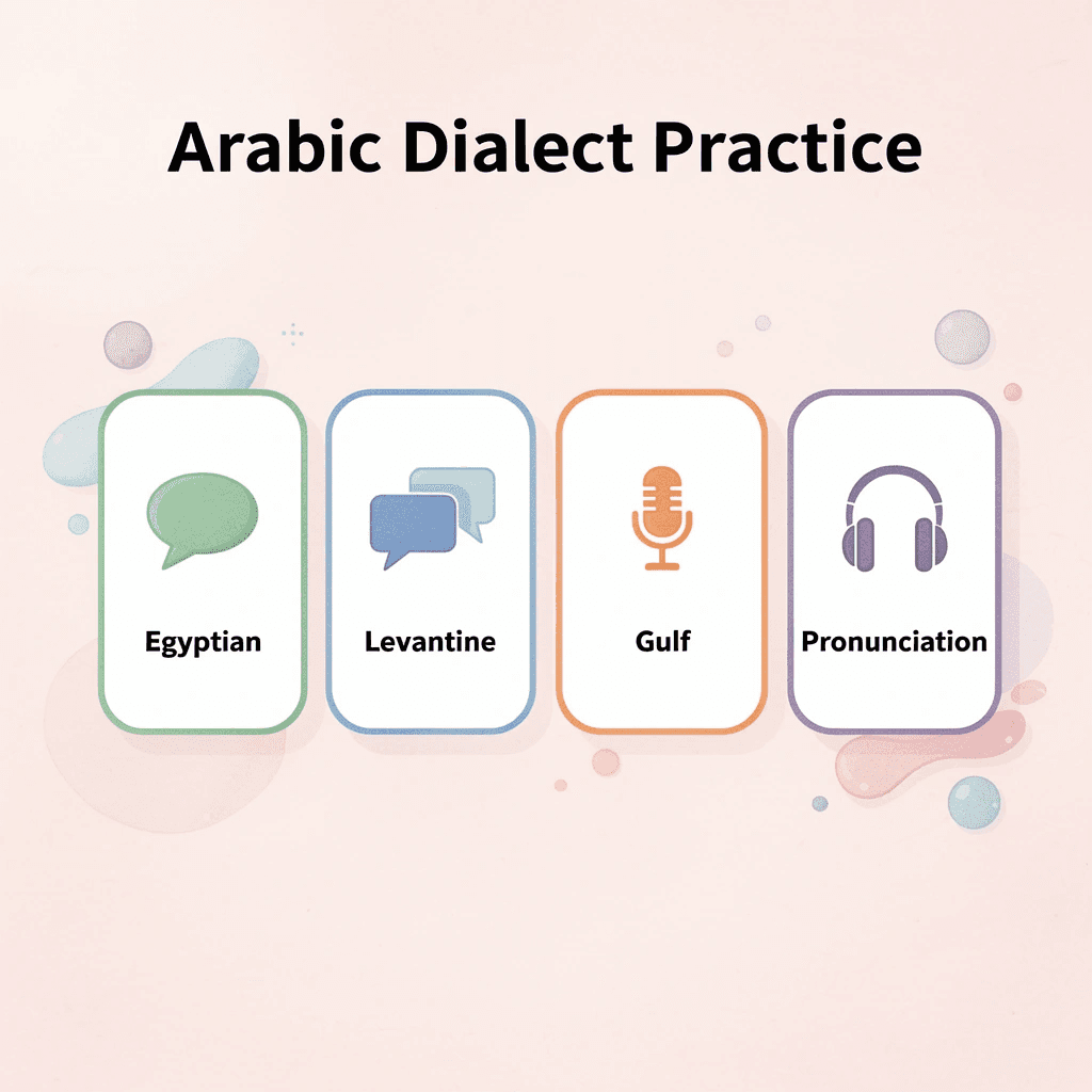 Infographic showing Arabic dialect practice options