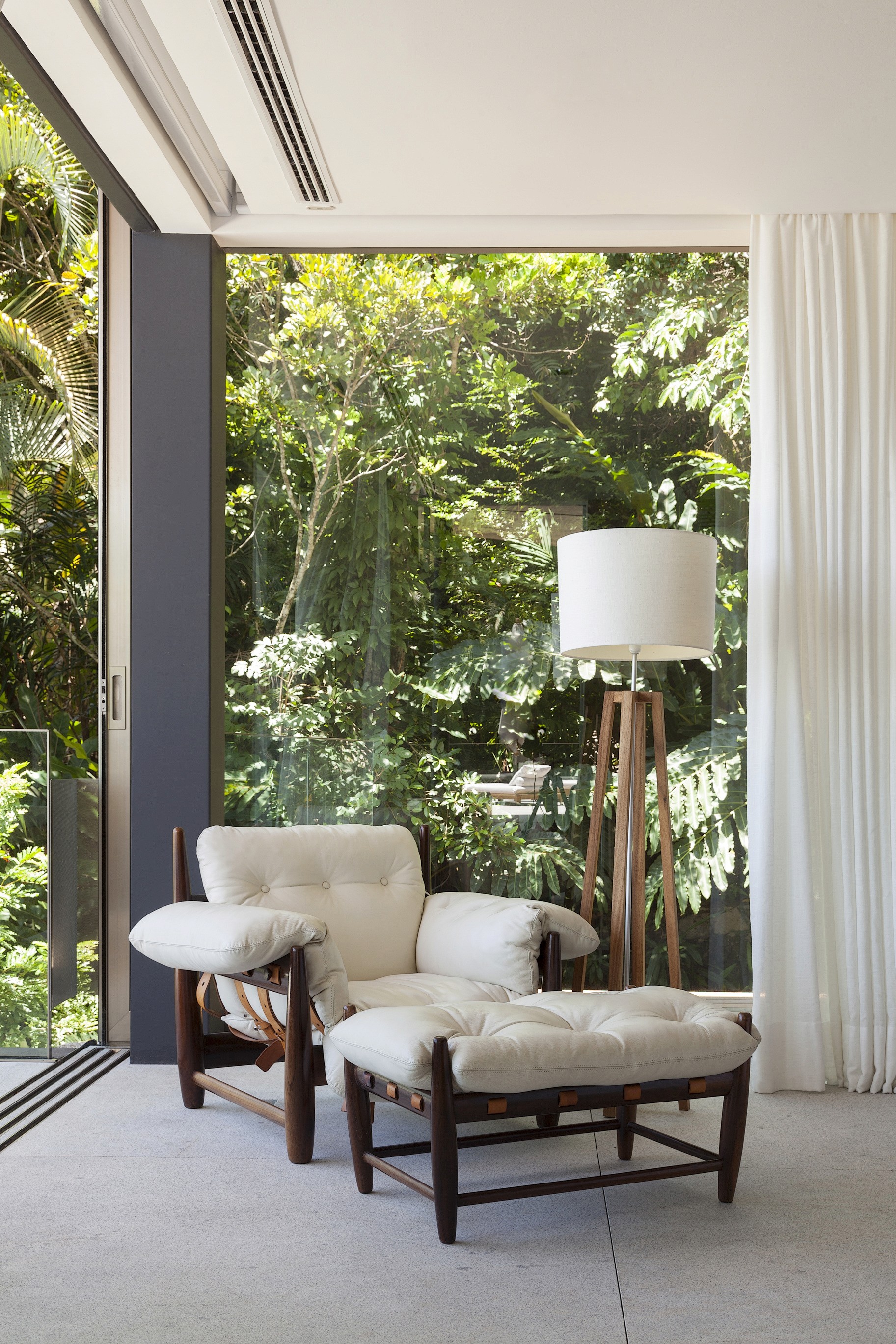 Corner design armchair and lampshade