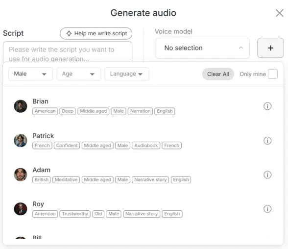 Match a charming voice for your ai boy