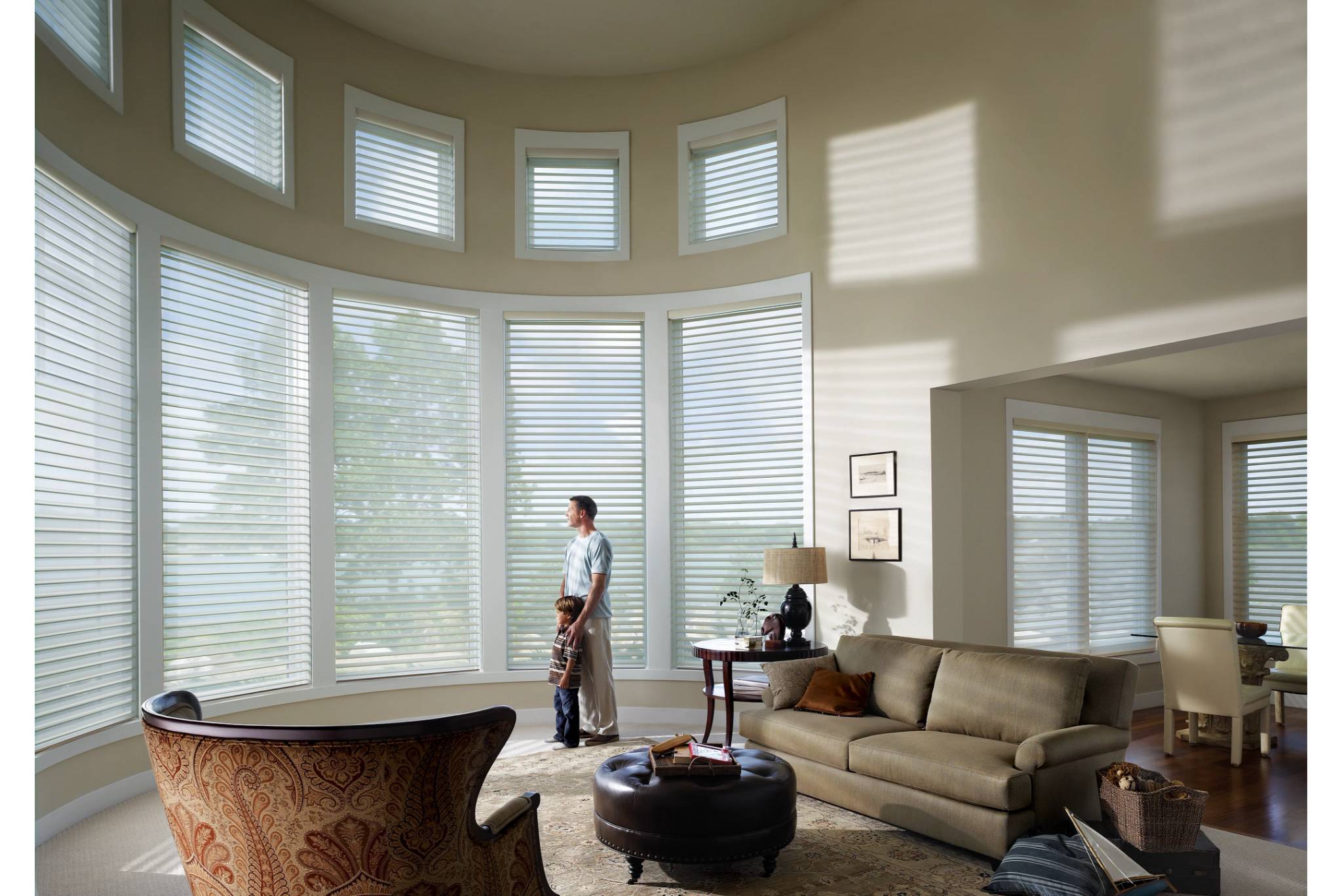 Silhouette Automated Sheer Shades in Living Room