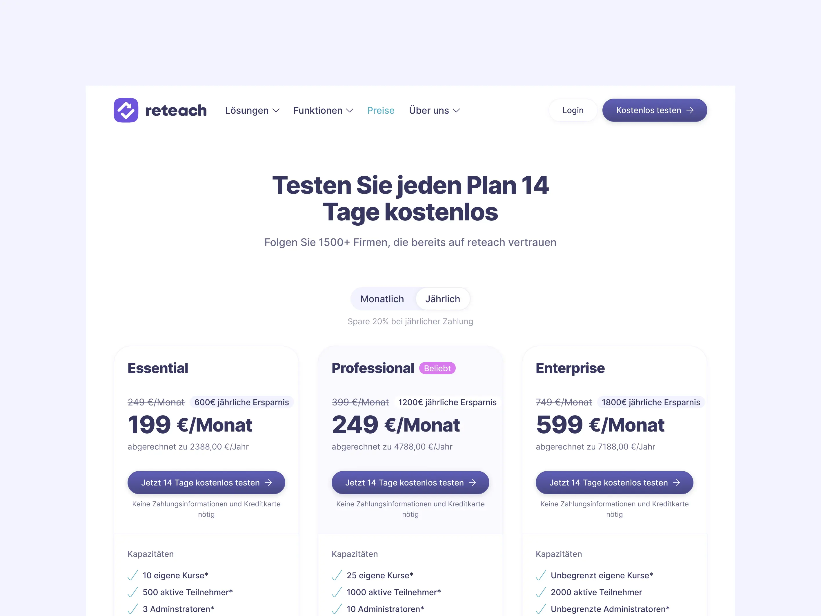 Pricing page