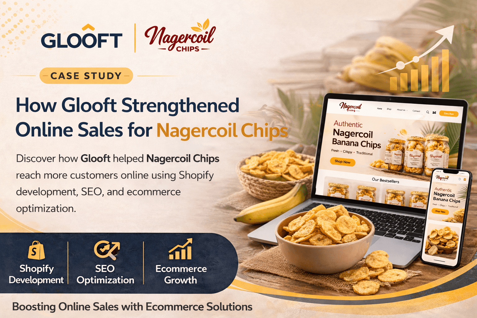 Glooft strengthening online sales for Nagercoil Chips using Shopify development and SEO strategies