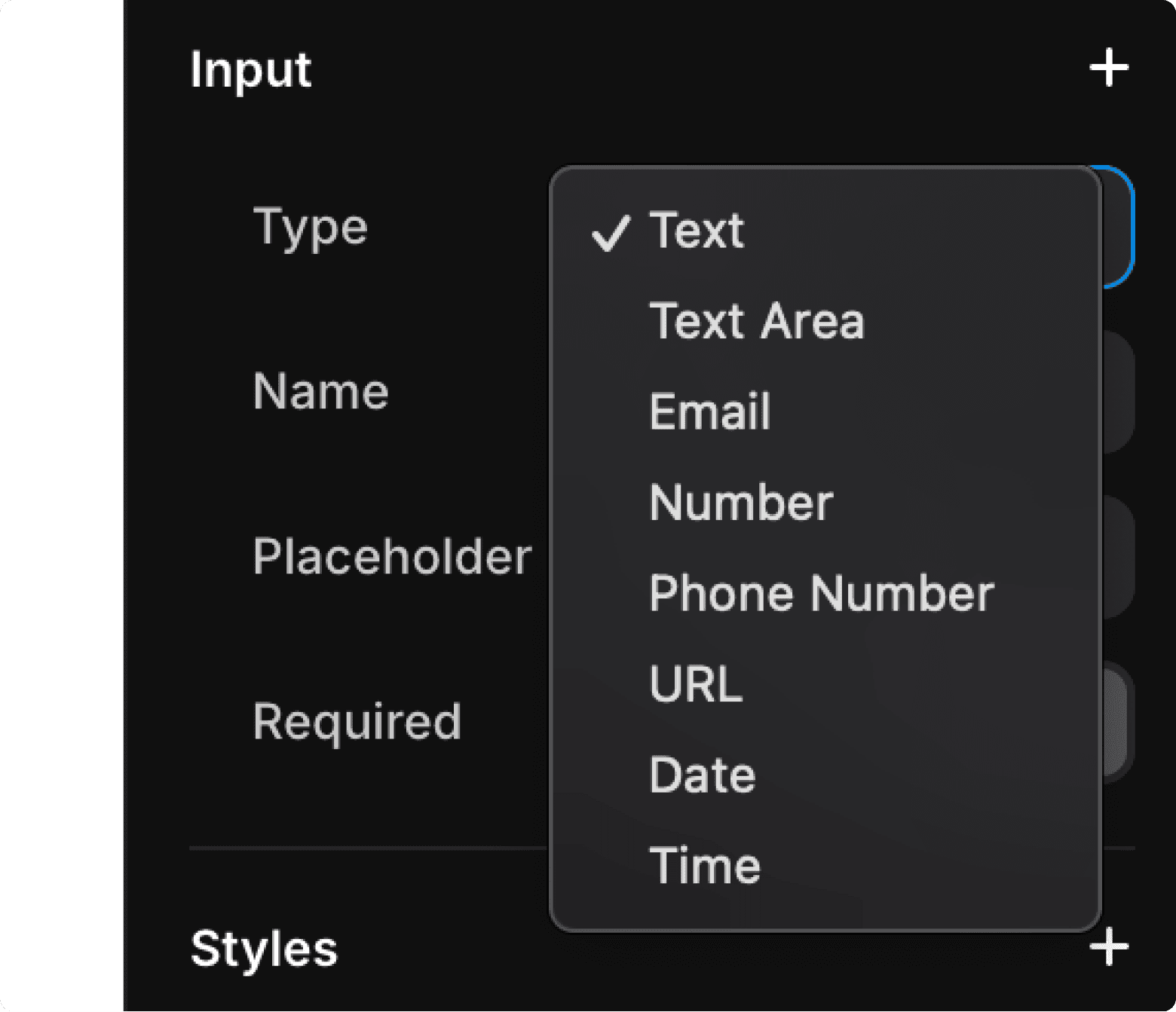 Text Input options