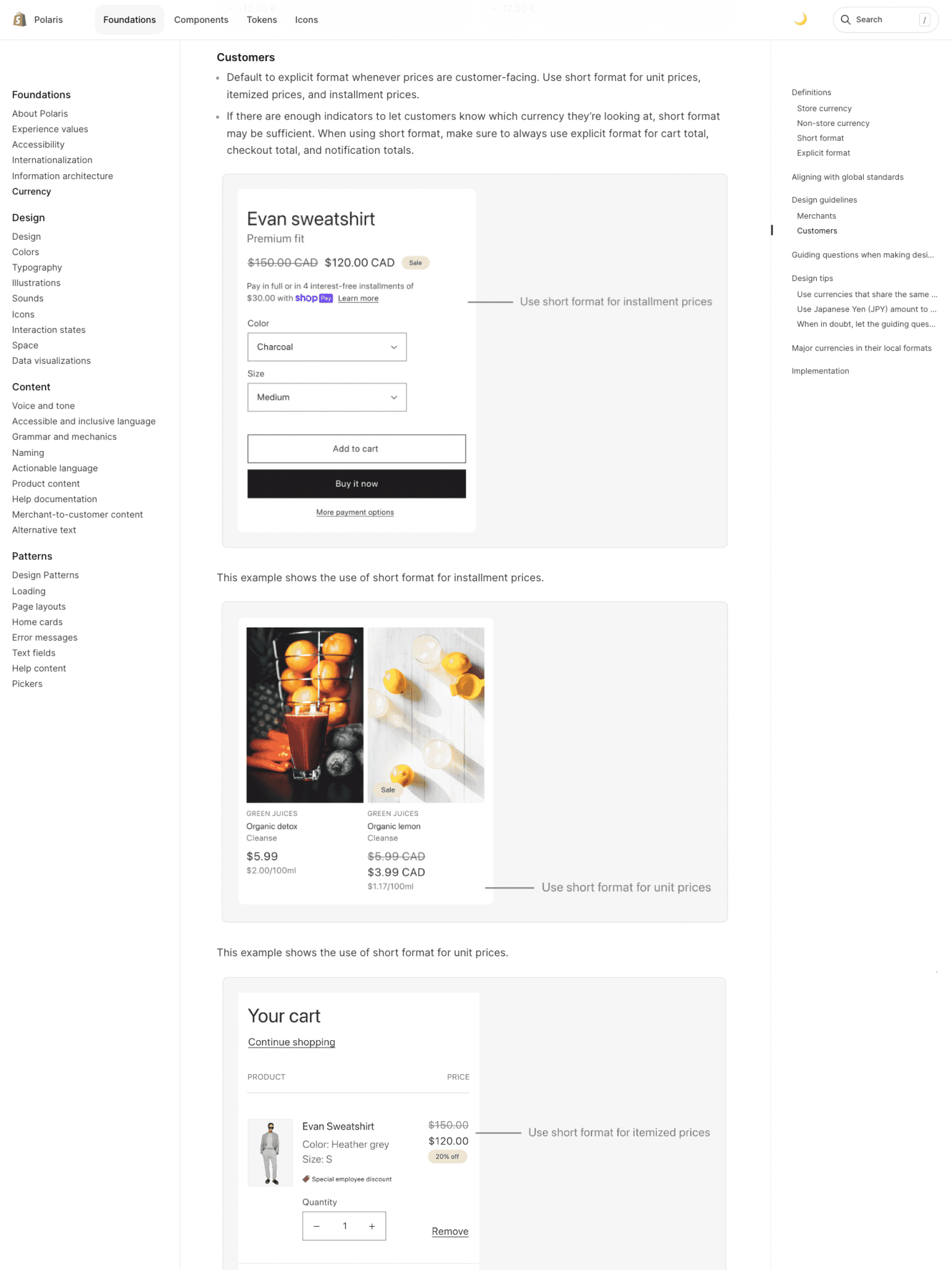 Shopify currency guidelines