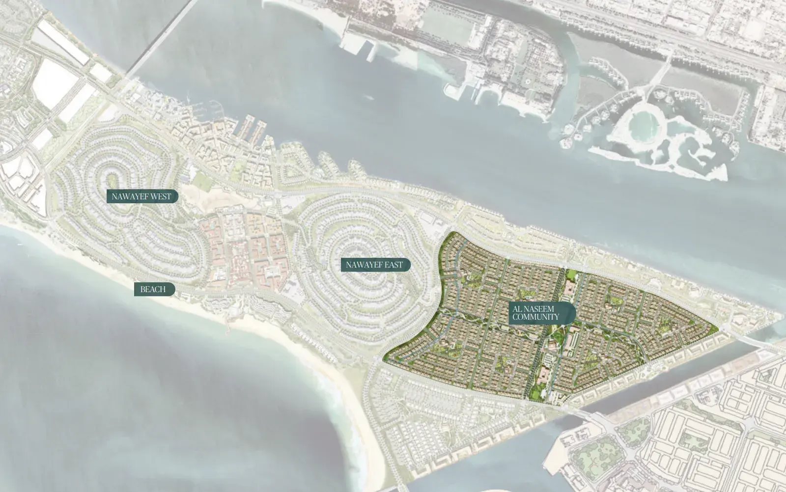 al naseem villas location map modon properties