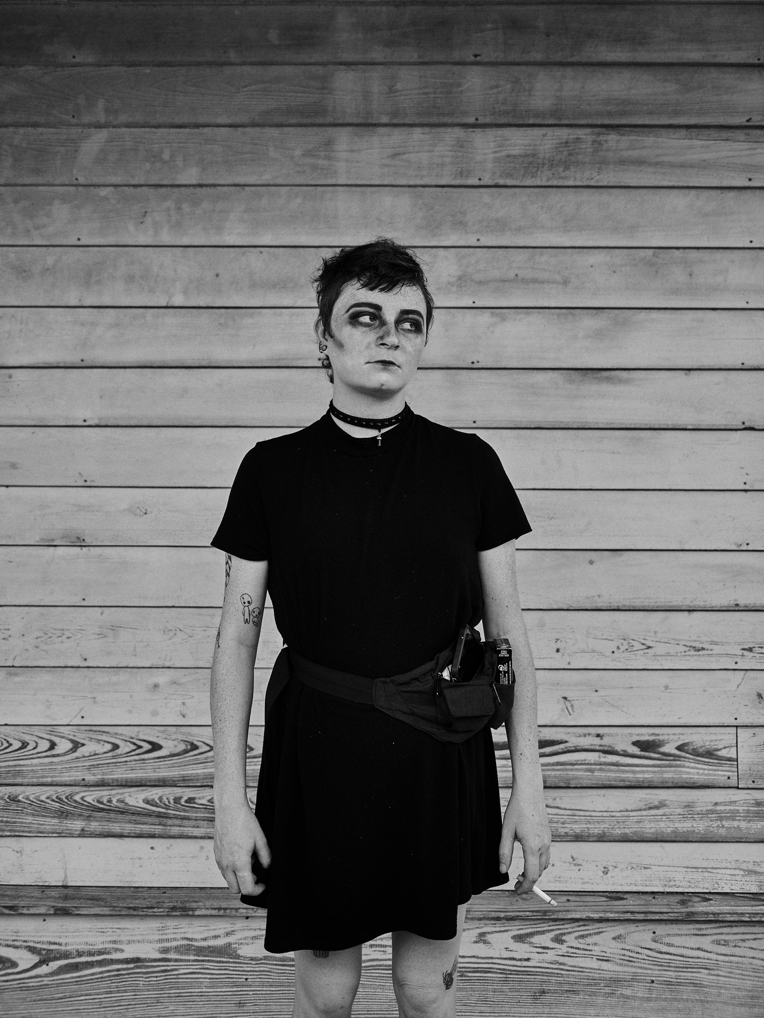 Black and white portraits of young alternative, romantic, goth, freak, punk and metal character against a textured New Orleans backdrop. 