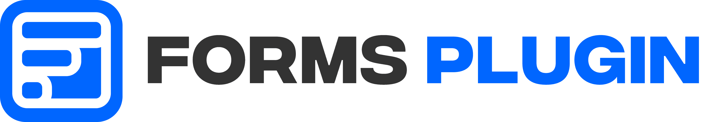 Forms Plugin logo with blue form icon and text.