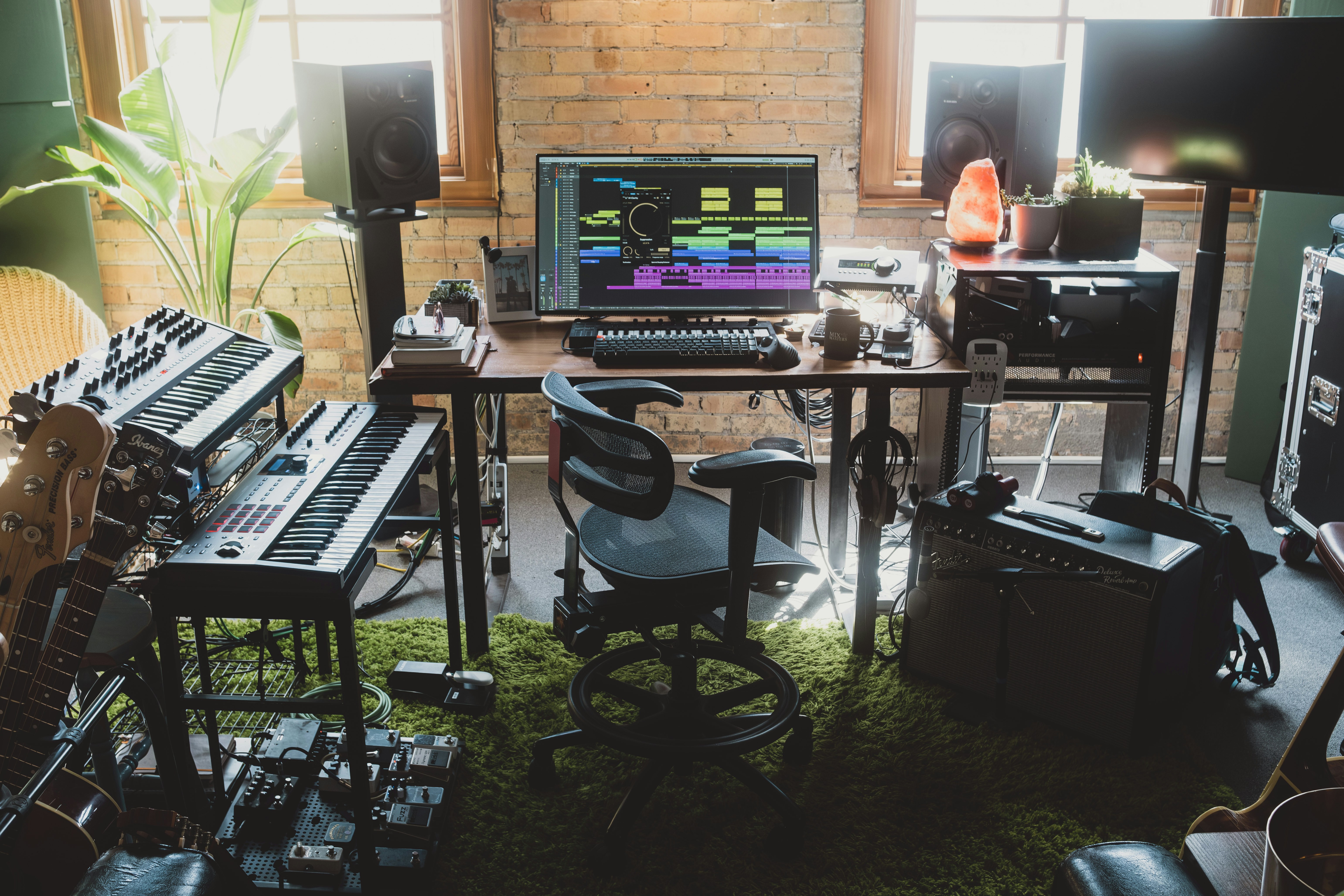 computer desk and music production