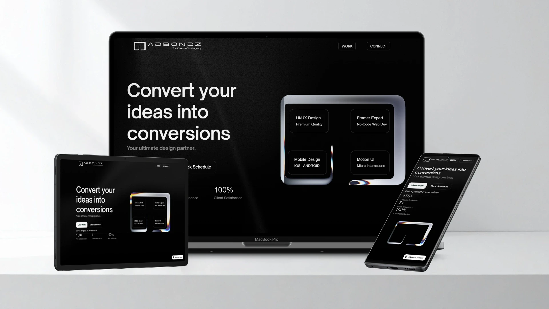 Responsive Framer Hero Screen — ADBONDZ Agency